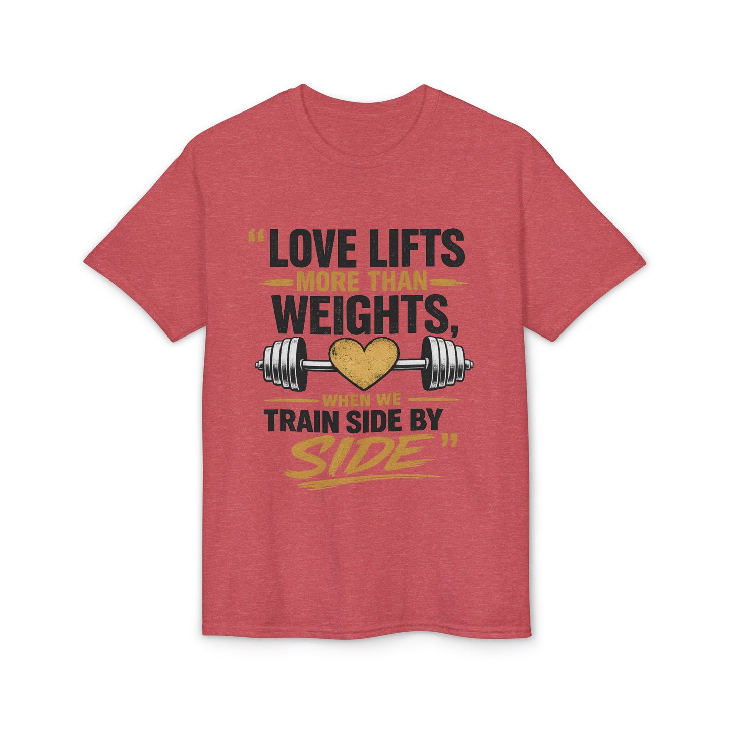 Couples Gym T-Shirt — "Love Lifts More Than Weights" Partner Workout Tee