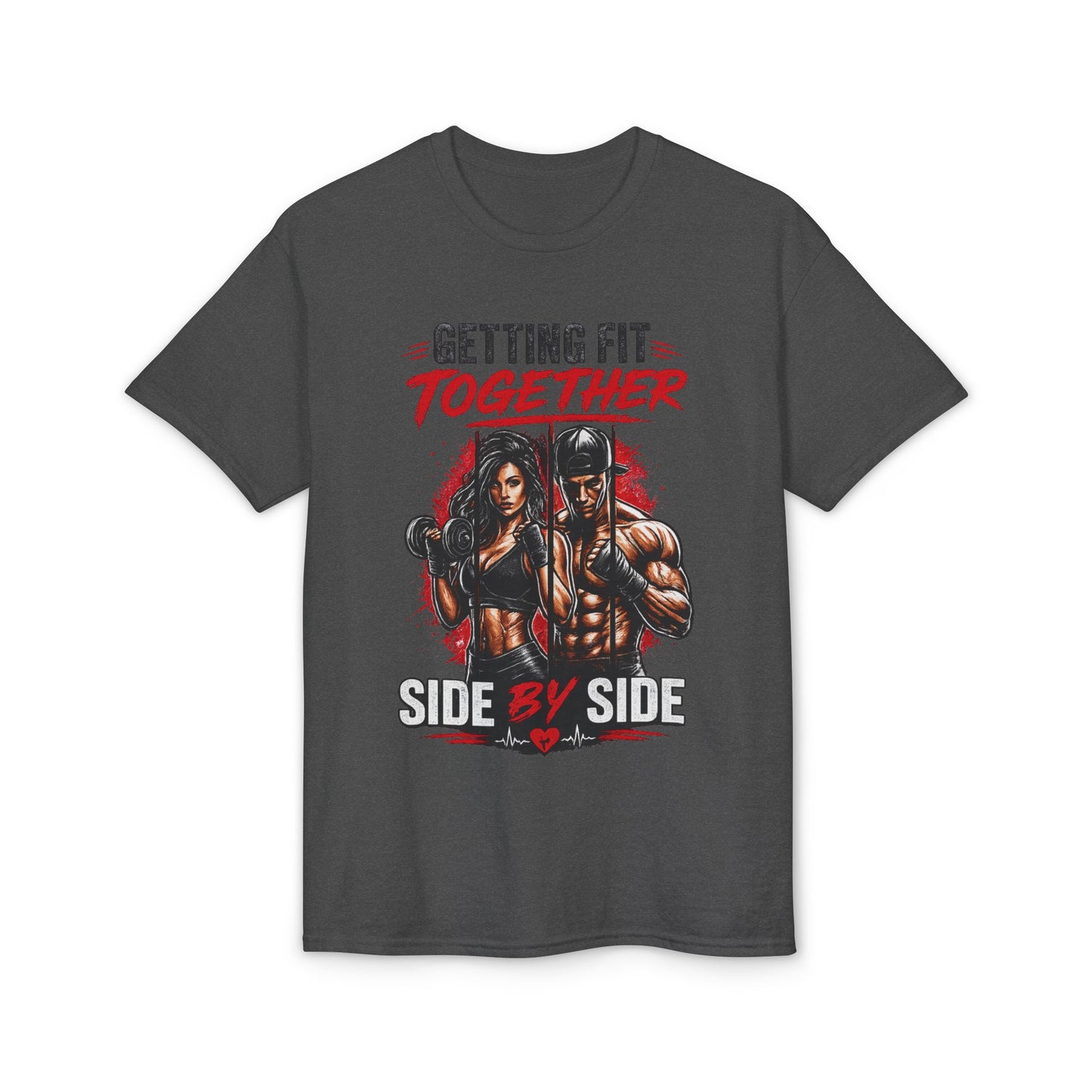 Getting Fit Together Gym T-Shirt — 'Side By Side' Couples Workout Tee