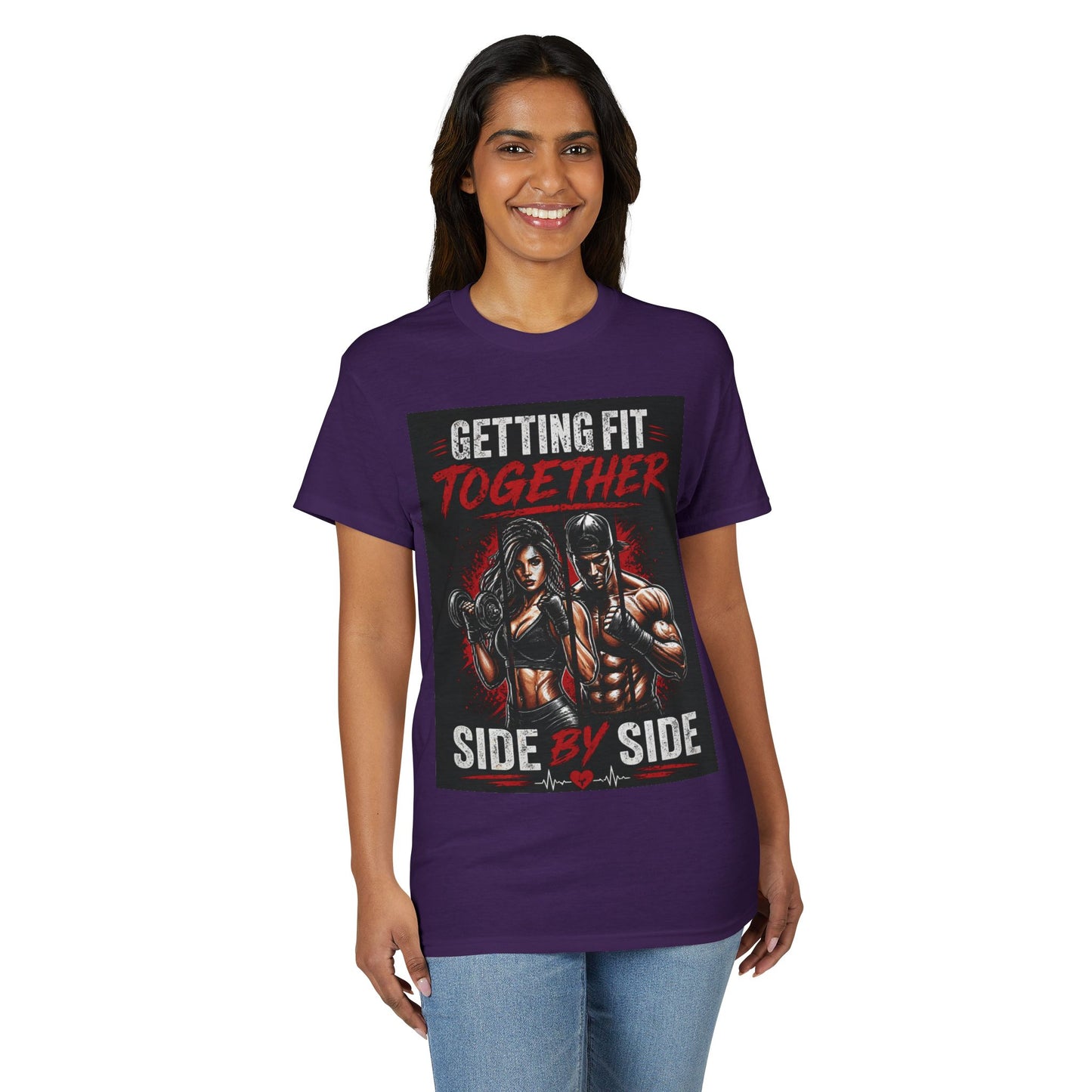 Getting Fit Together T-Shirt — "Side by Side" Couples Fitness Tee