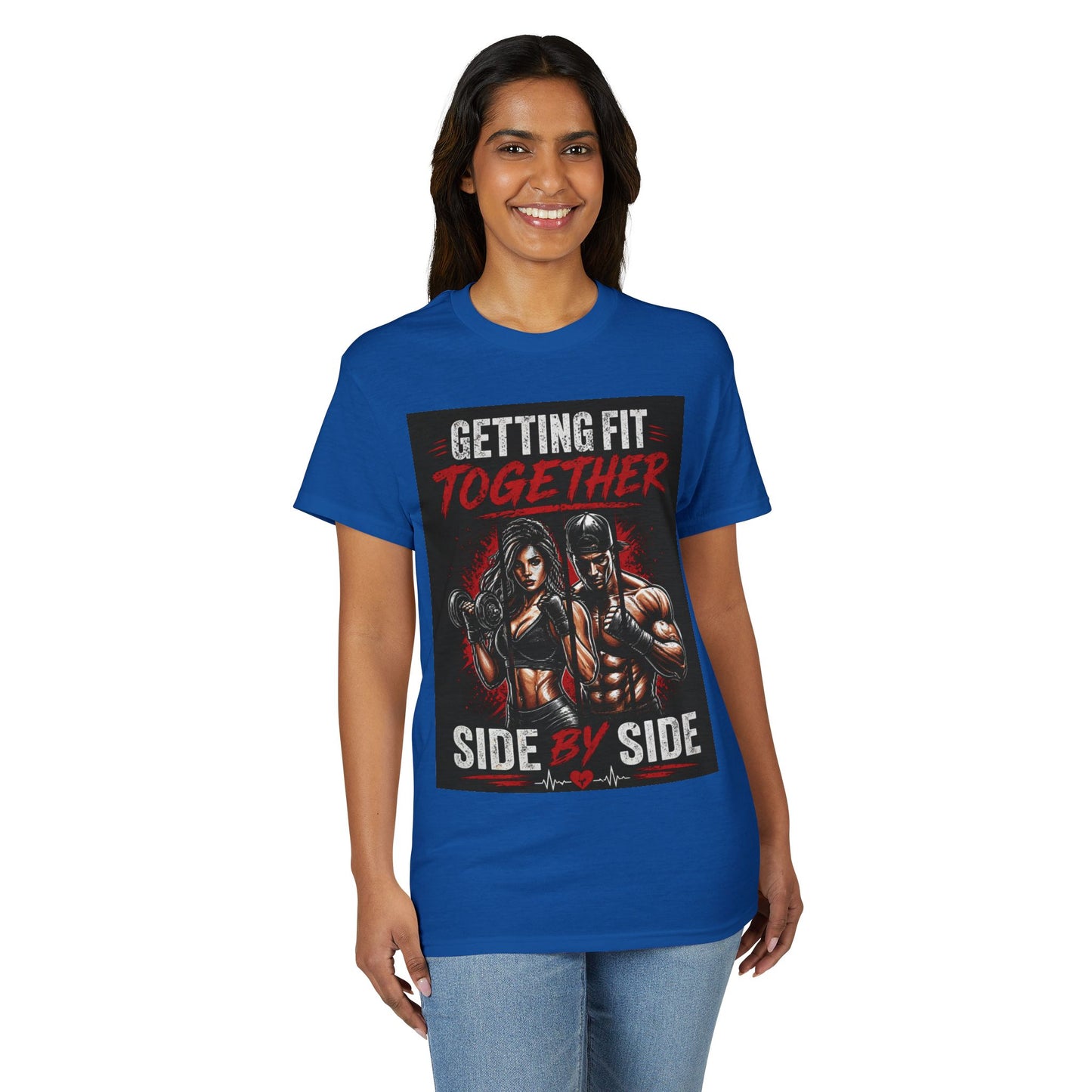 Getting Fit Together T-Shirt — "Side by Side" Couples Fitness Tee