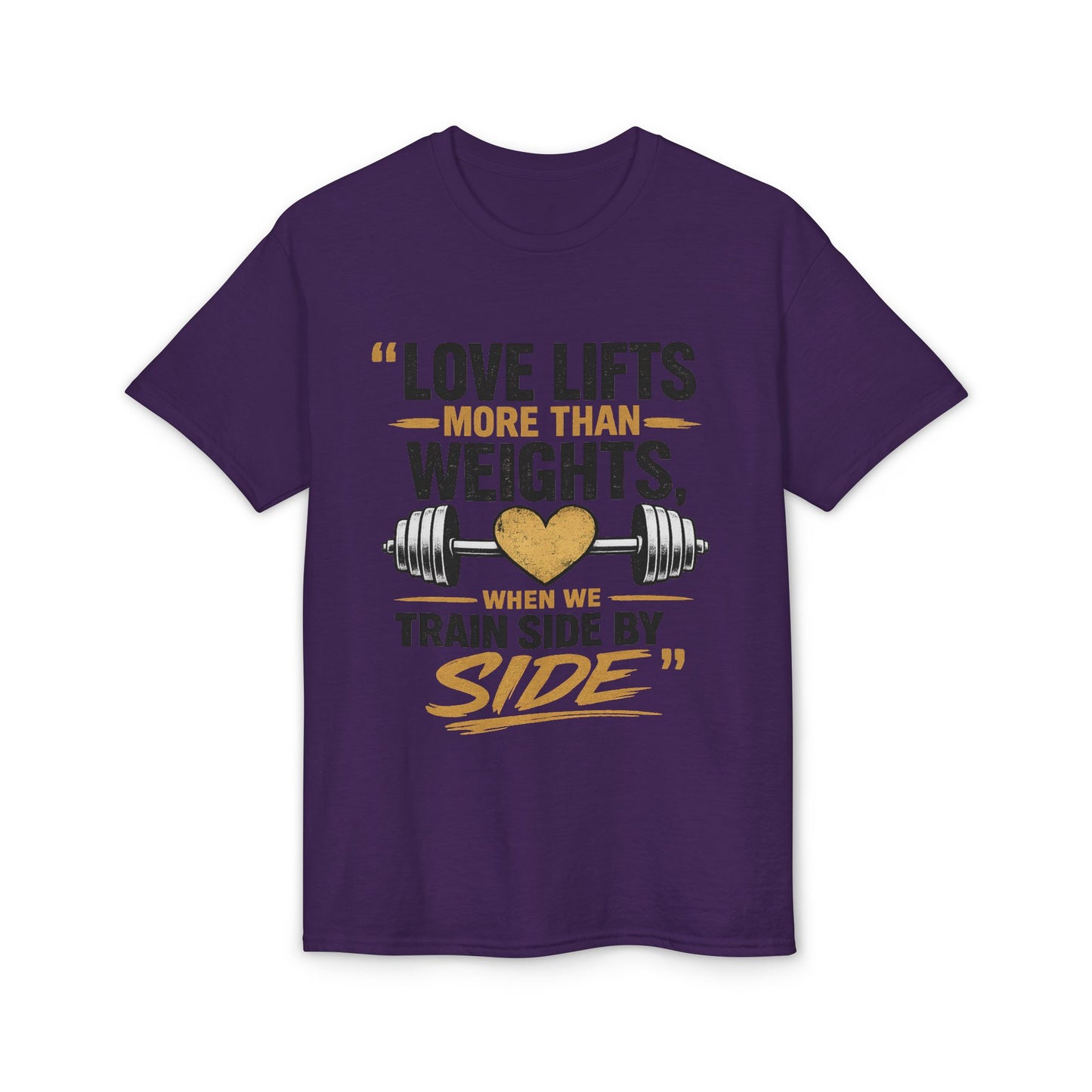 Couples Gym T-Shirt — "Love Lifts More Than Weights" Partner Workout Tee