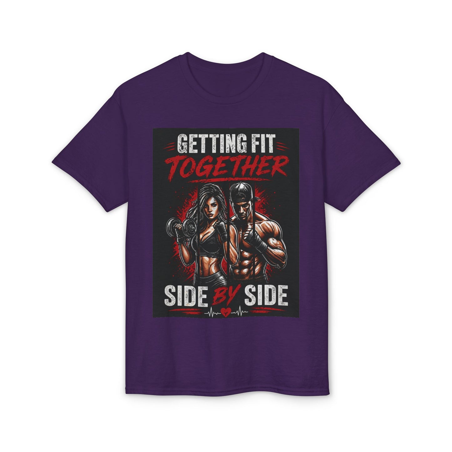 Getting Fit Together T-Shirt — "Side by Side" Couples Fitness Tee