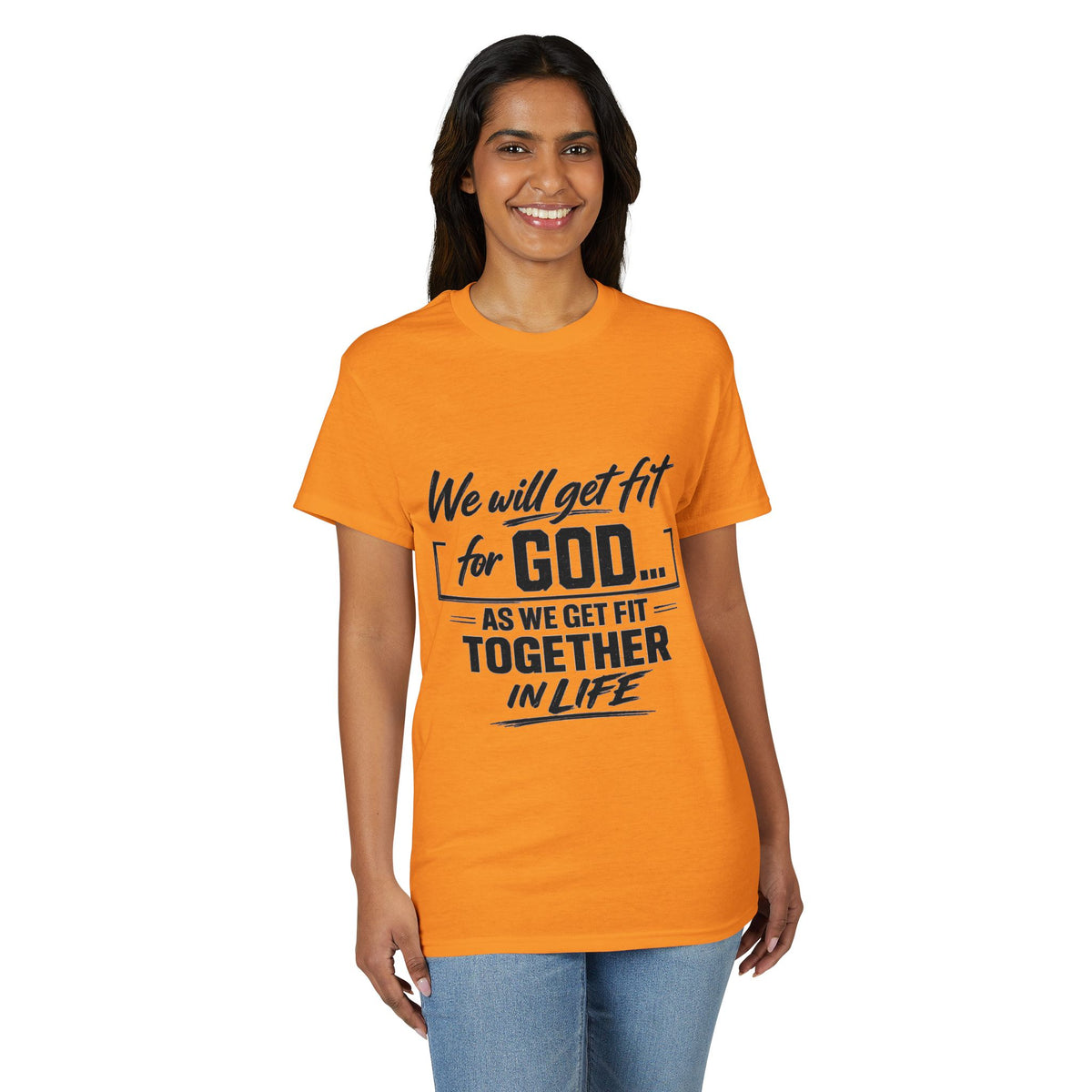 Faith & Fitness T-Shirt — "We Will Get Fit for God" Christian Workout Tee