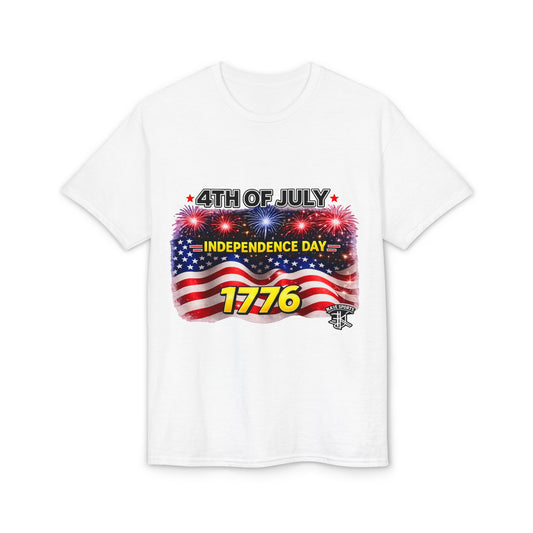 4th of July T-Shirt — Independence Day 1776 American Flag Fireworks Tee