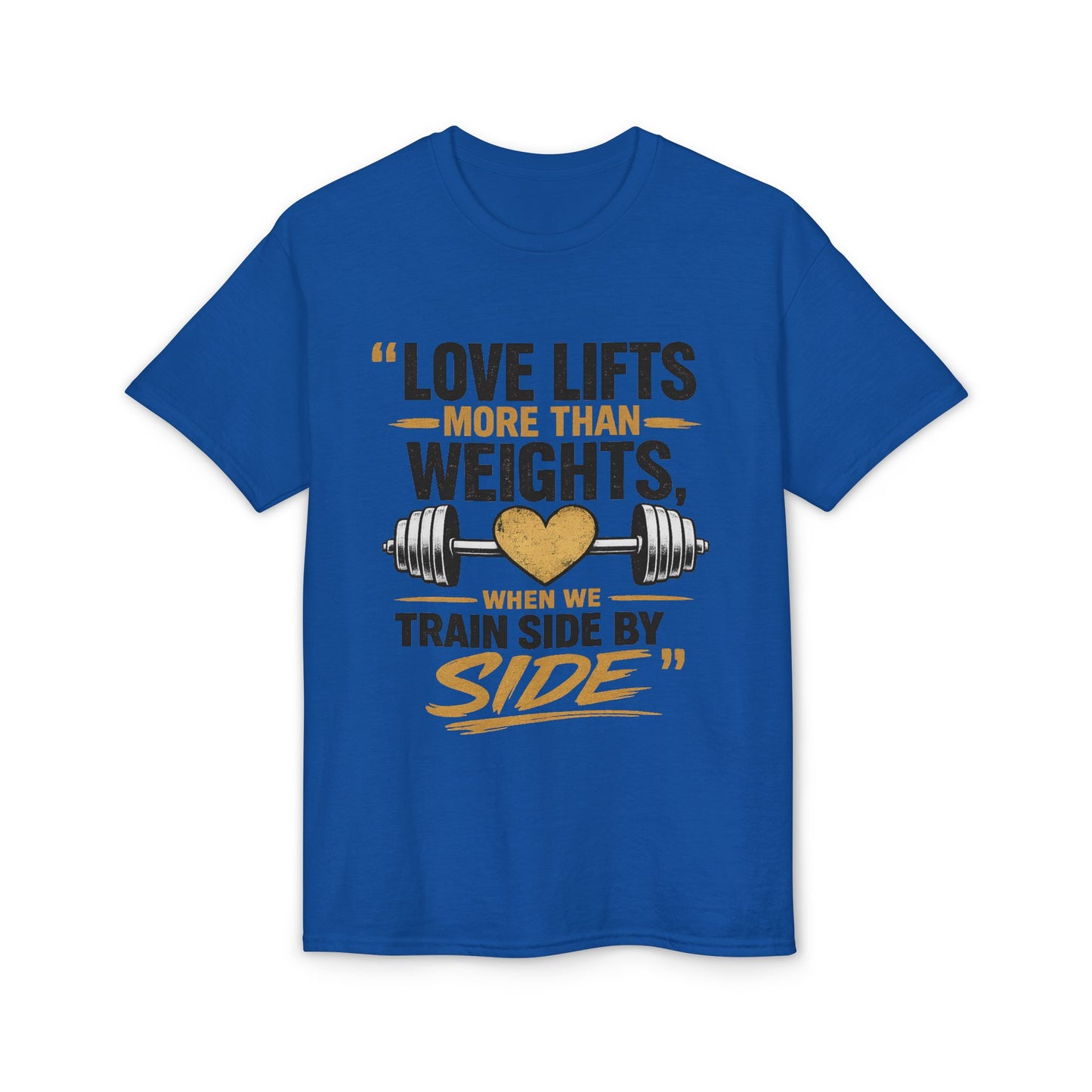 Couples Gym T-Shirt — "Love Lifts More Than Weights" Partner Workout Tee
