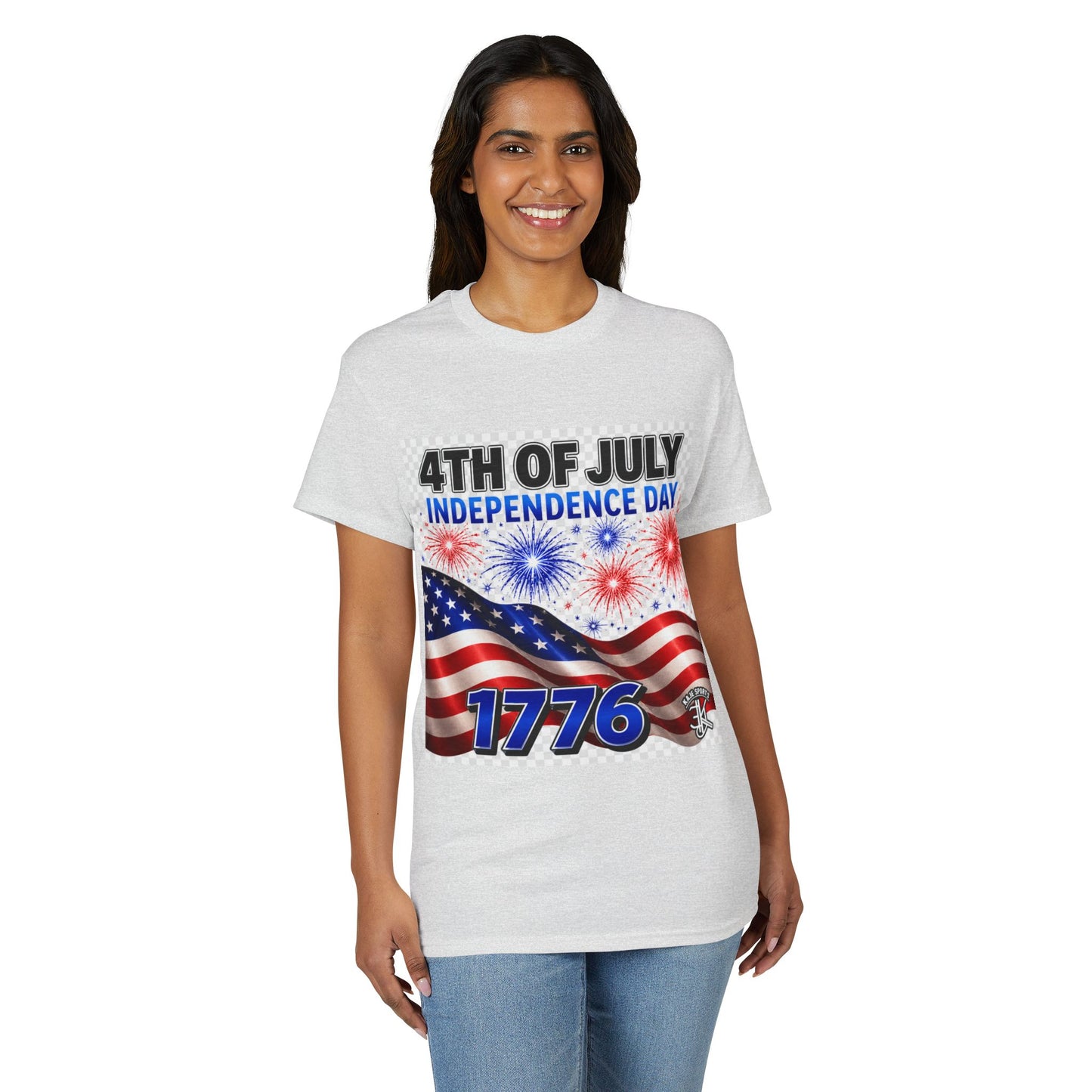 4th of July Independence Day T‑Shirt – American Flag & 1776 Fireworks Tee
