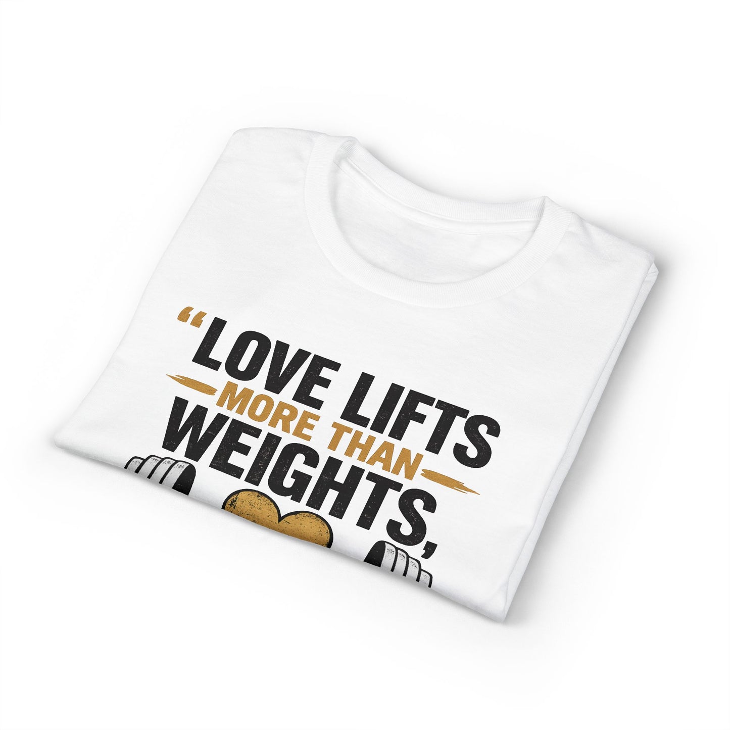 Couples Gym T-Shirt — "Love Lifts More Than Weights" Partner Workout Tee