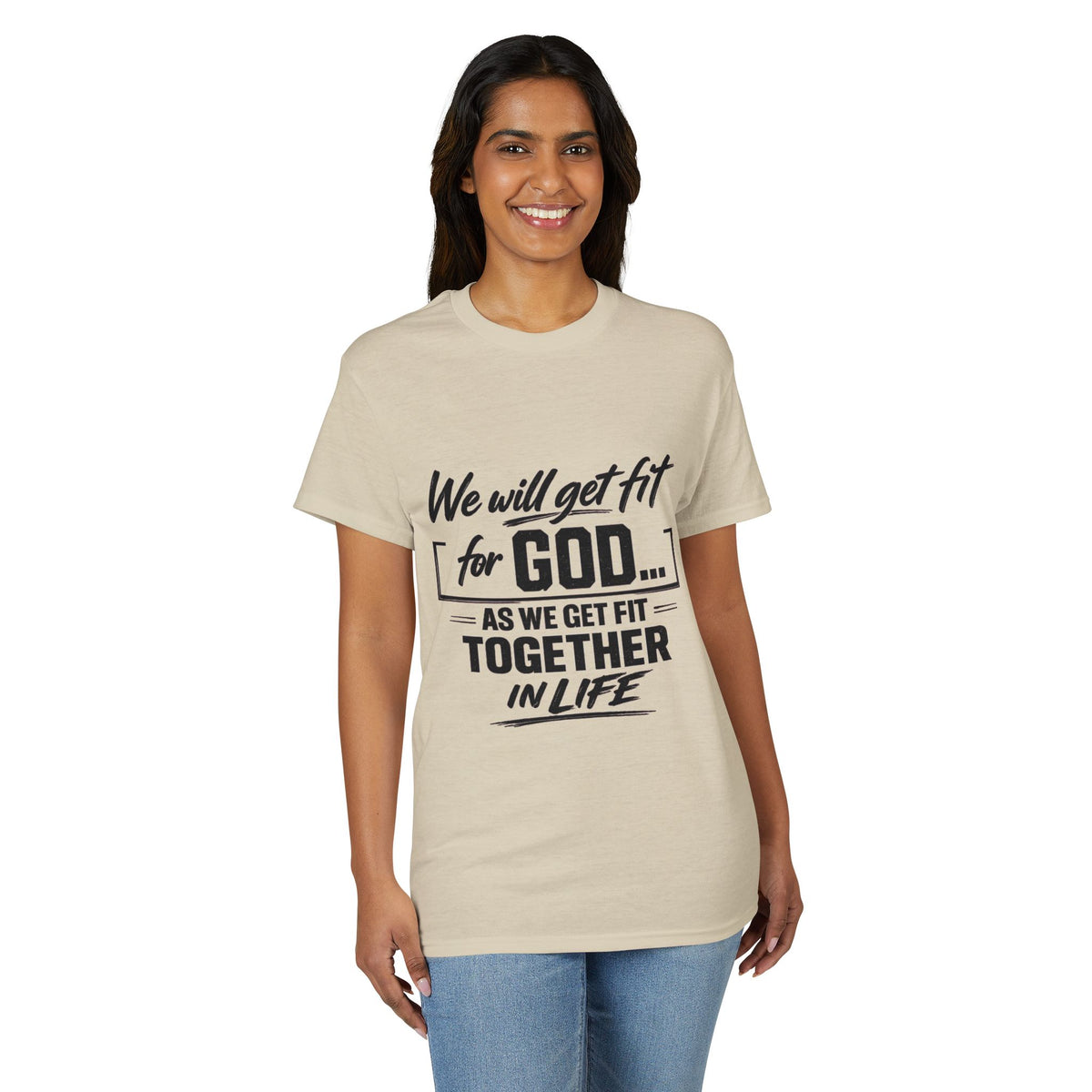Faith & Fitness T-Shirt — "We Will Get Fit for God" Christian Workout Tee