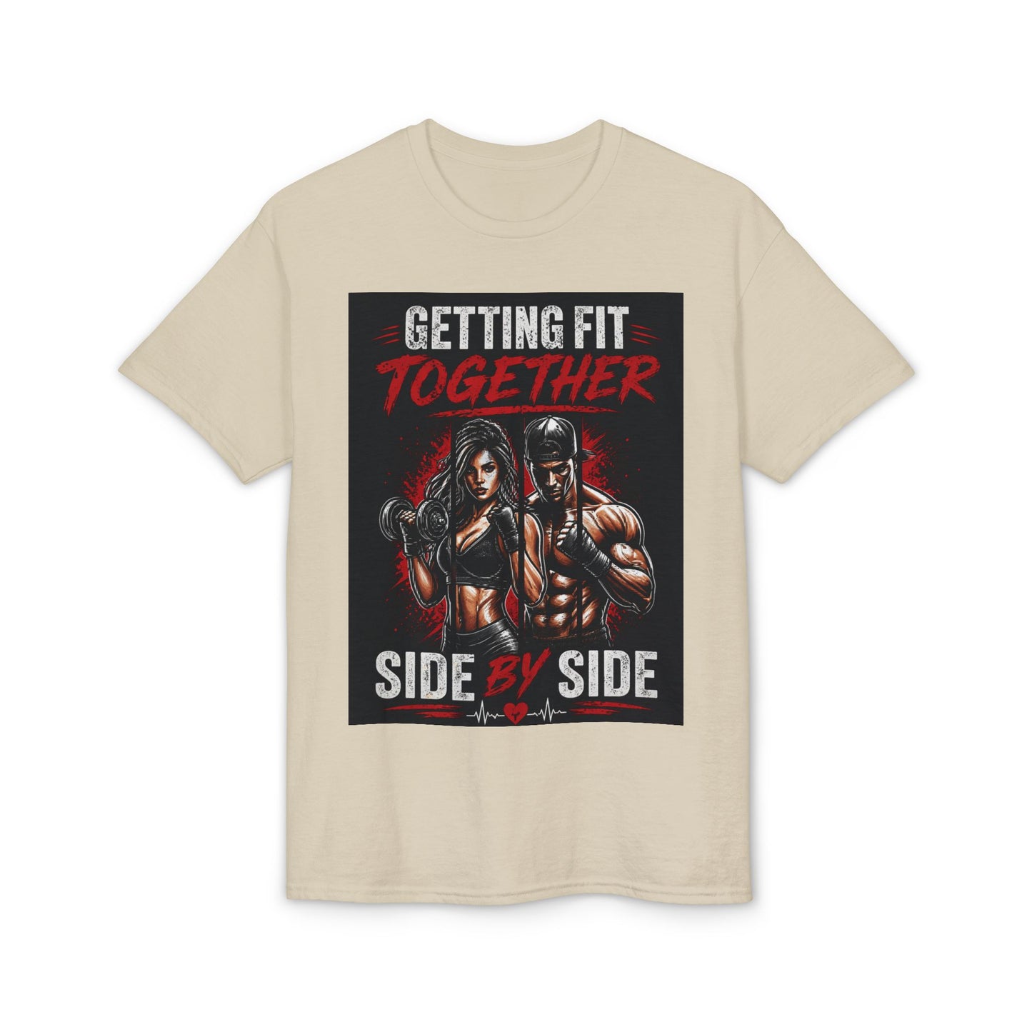 Getting Fit Together T-Shirt — "Side by Side" Couples Fitness Tee