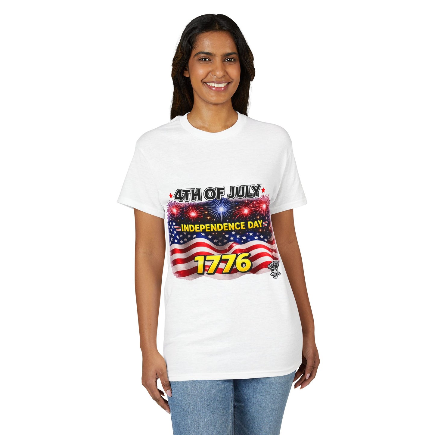 4th of July T-Shirt — Independence Day 1776 American Flag Fireworks Tee