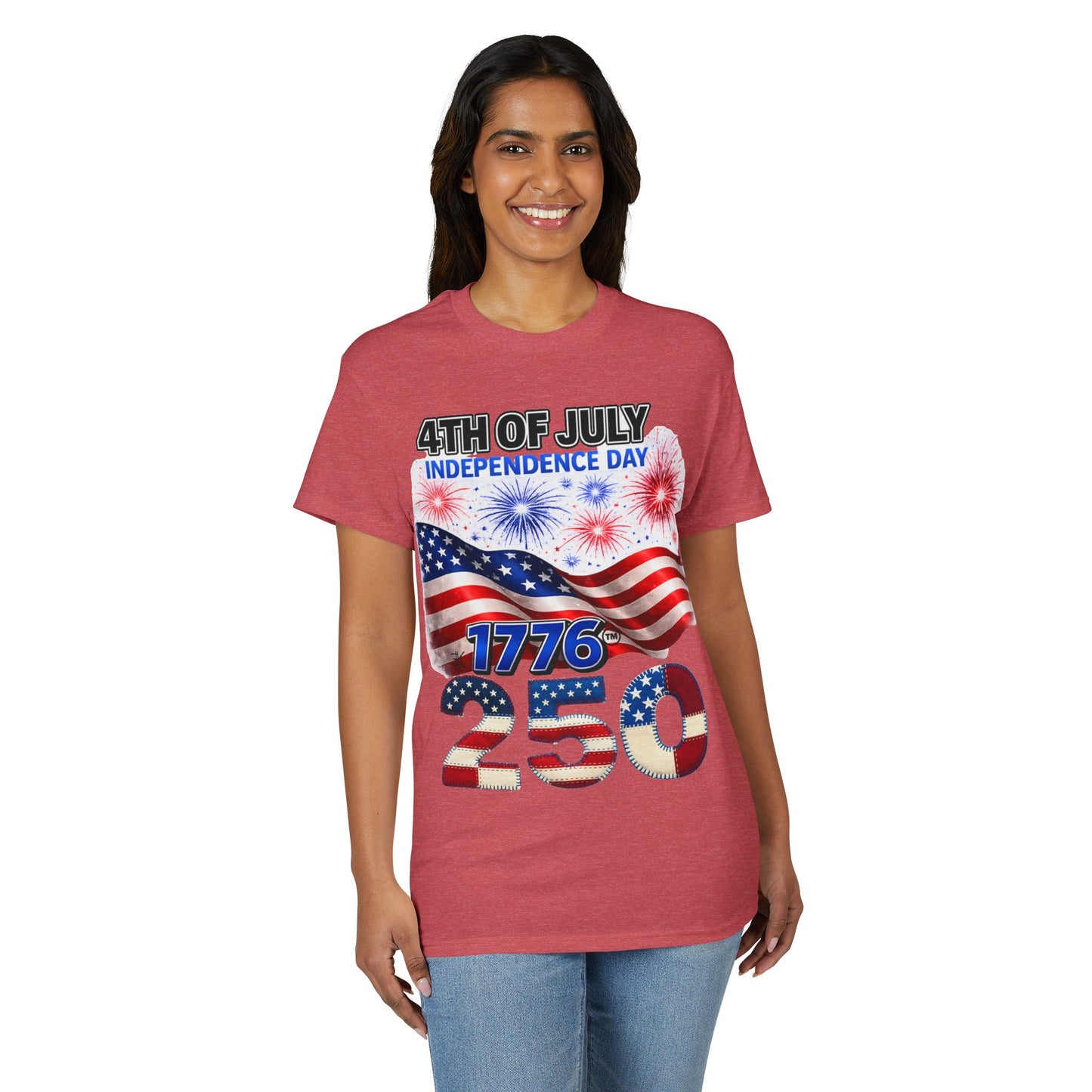 4th of July Independence Day 1776-250 American Flag T-Shirt