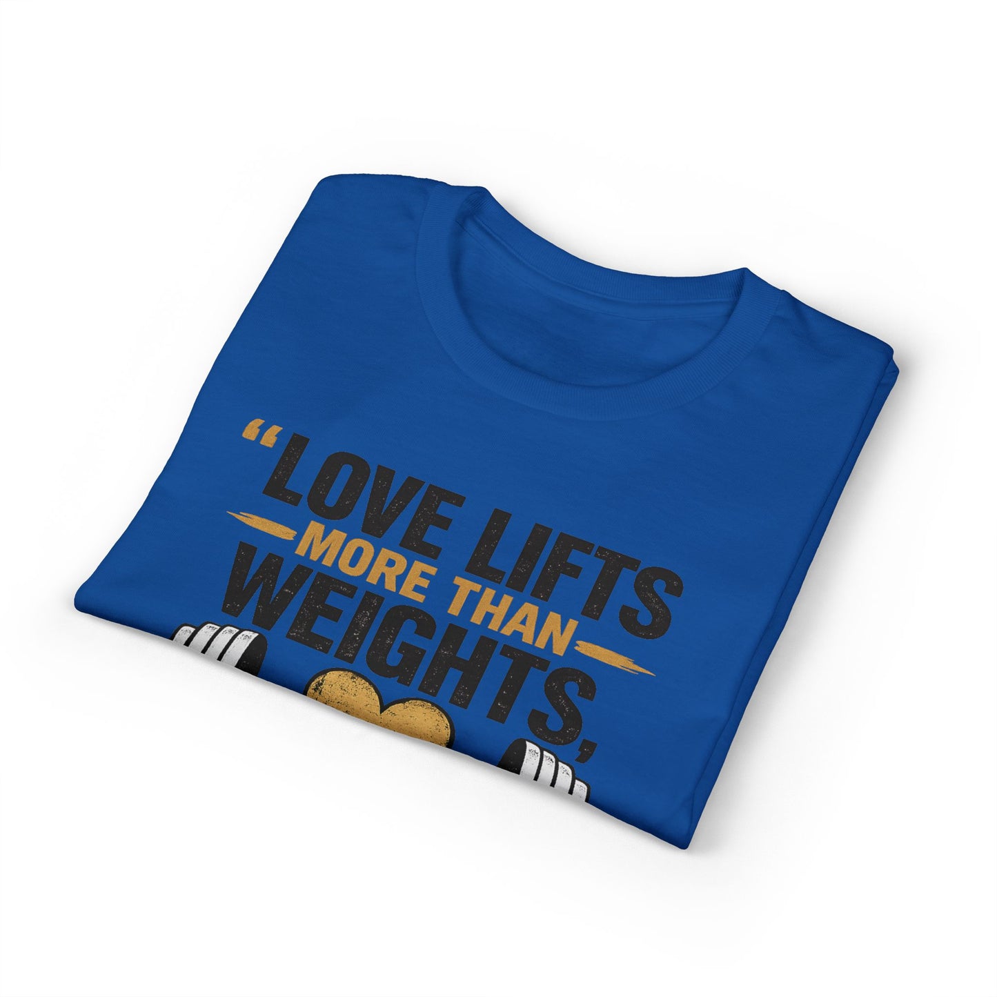 Couples Gym T-Shirt — "Love Lifts More Than Weights" Partner Workout Tee