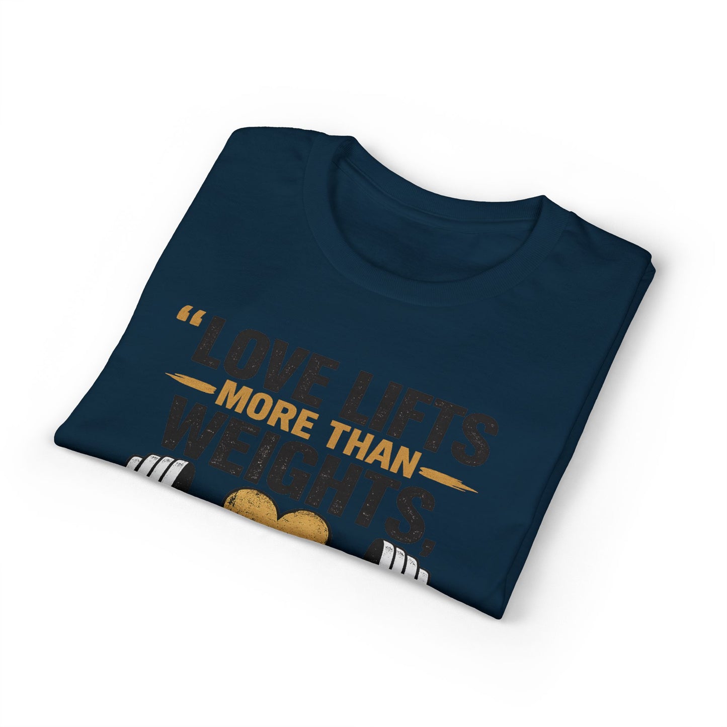 Couples Gym T-Shirt — "Love Lifts More Than Weights" Partner Workout Tee