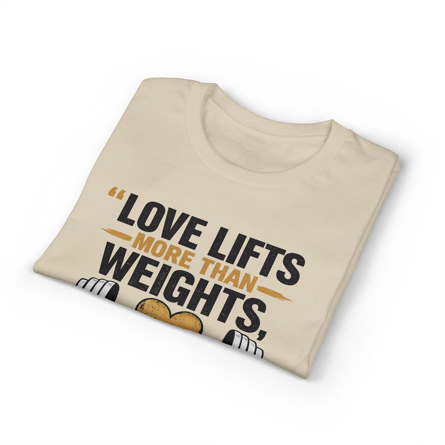 Couples Gym T-Shirt — "Love Lifts More Than Weights" Partner Workout Tee