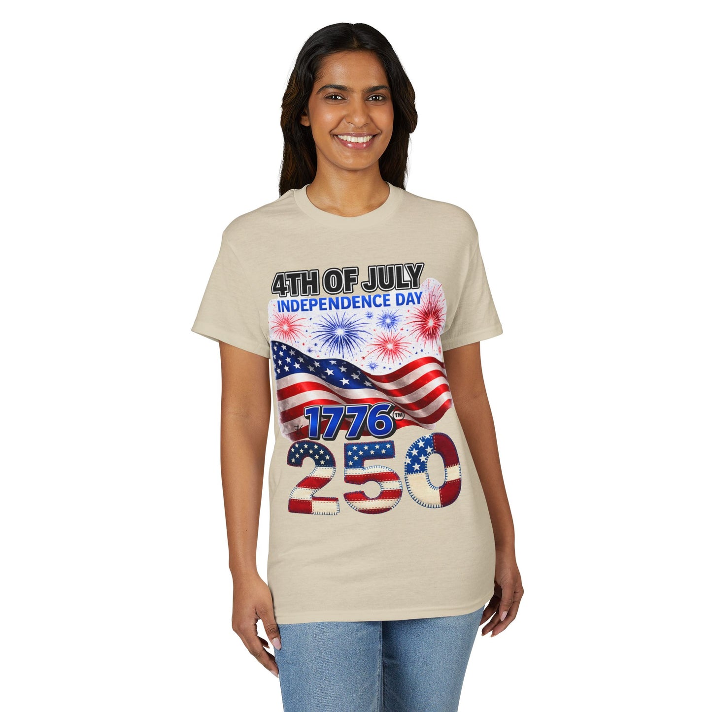 4th of July Independence Day 1776-250 American Flag T-Shirt