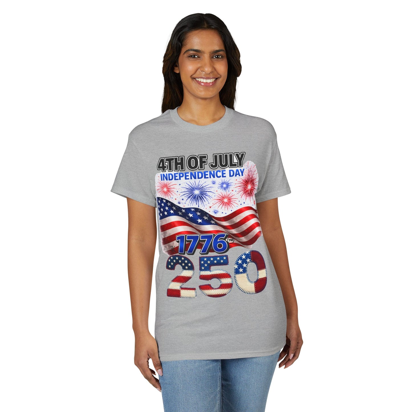 4th of July Independence Day 1776-250 American Flag T-Shirt