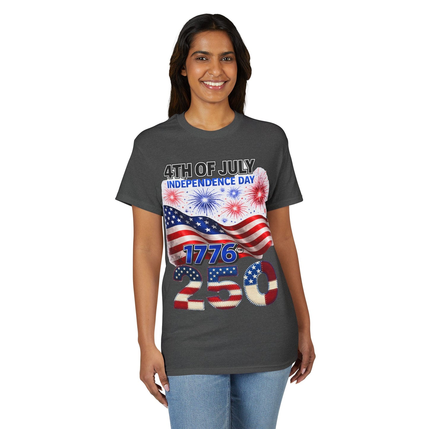 4th of July Independence Day 1776-250 American Flag T-Shirt