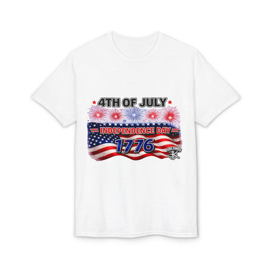 4th of July Independence Day T-Shirt — 1776 American Flag & Fireworks Tee