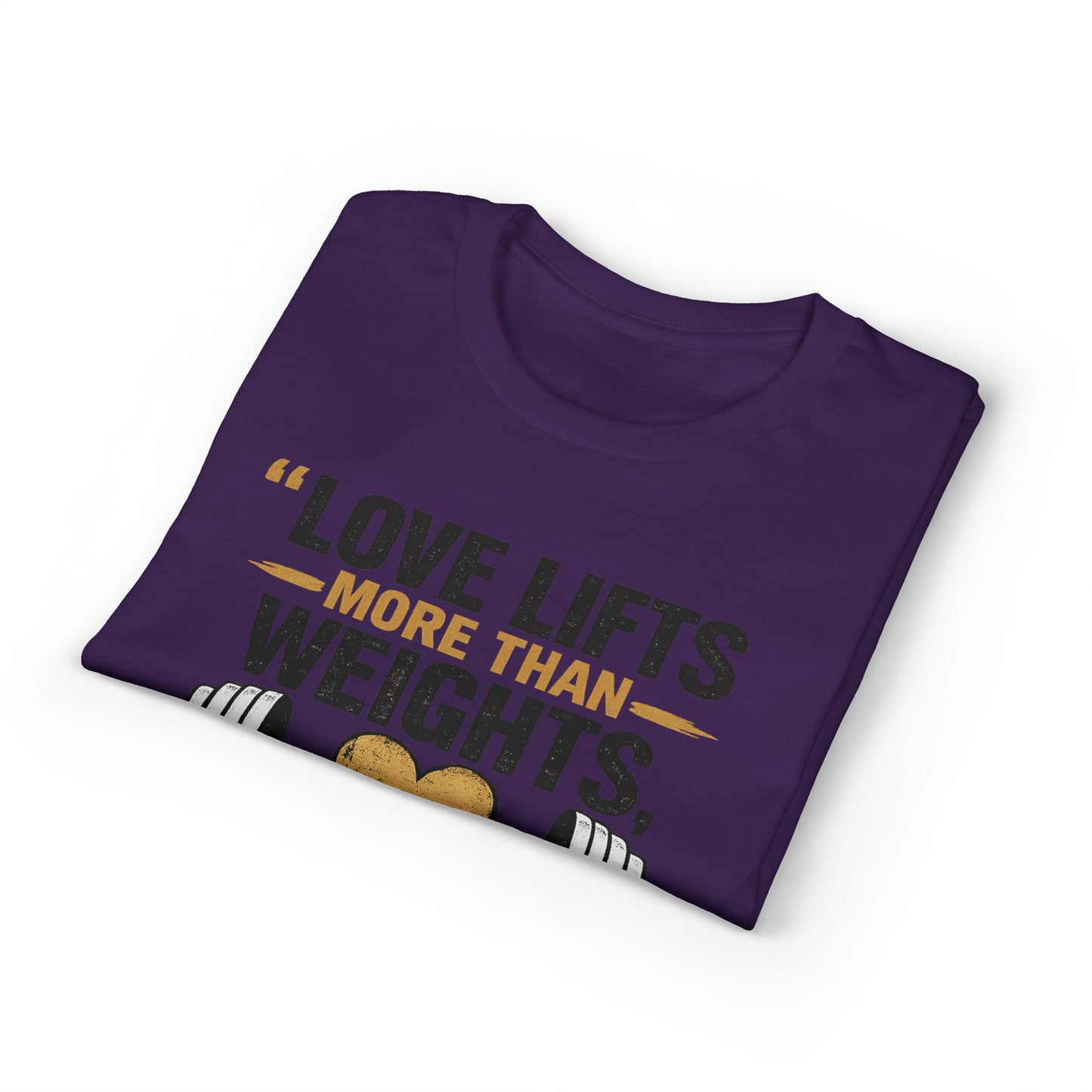 Couples Gym T-Shirt — "Love Lifts More Than Weights" Partner Workout Tee