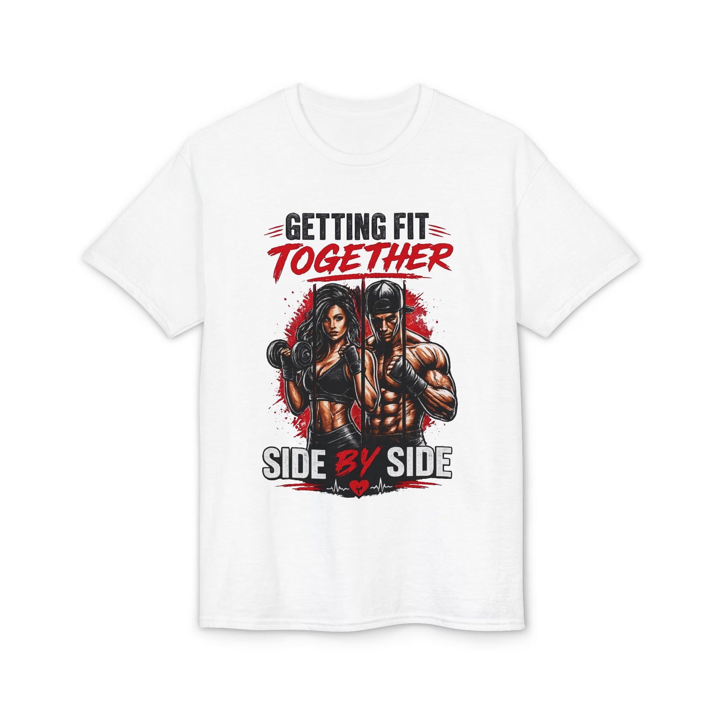 Getting Fit Together Gym T-Shirt — 'Side By Side' Couples Workout Tee