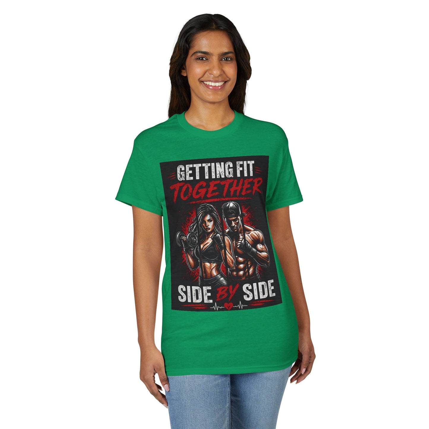 Getting Fit Together T-Shirt — "Side by Side" Couples Fitness Tee
