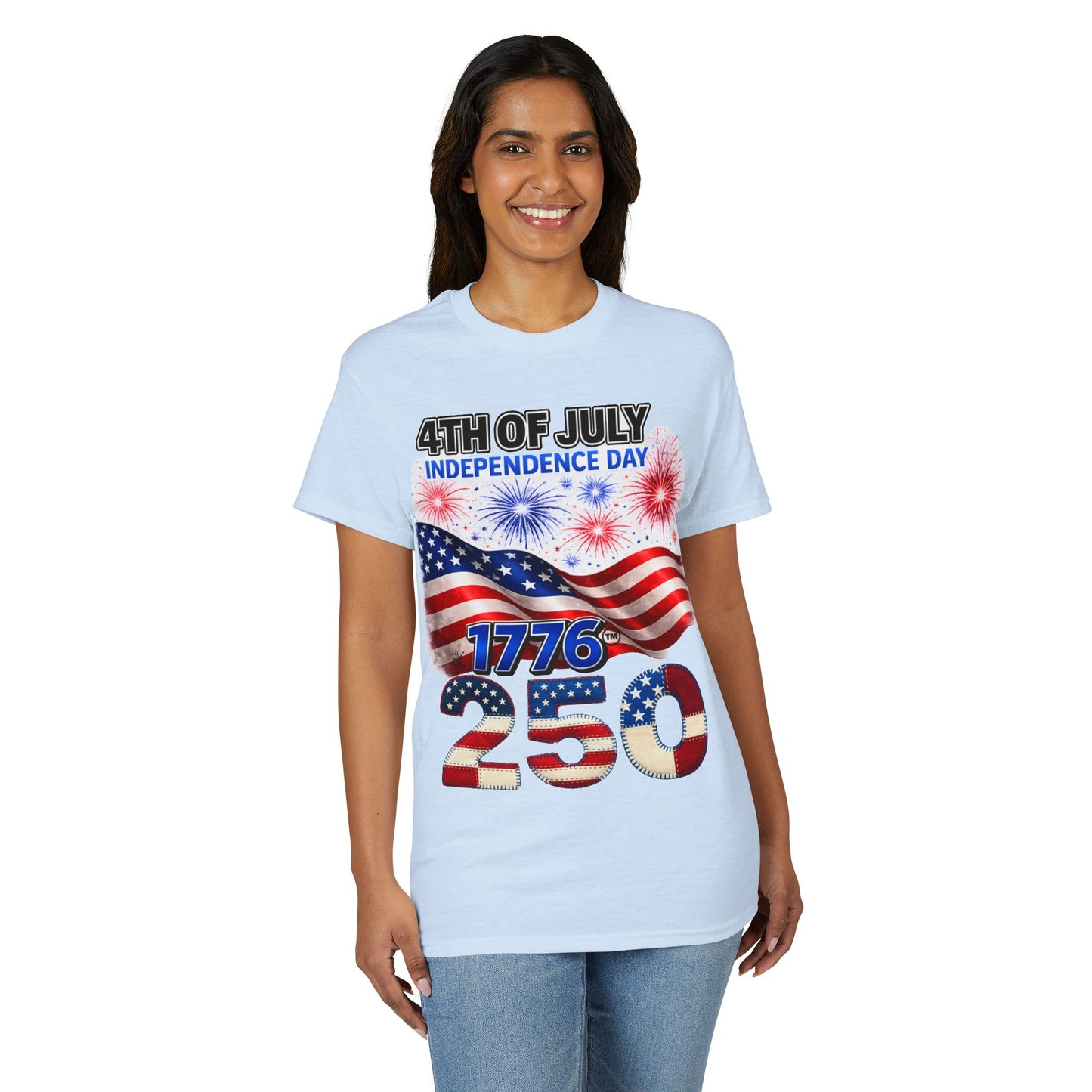 4th of July Independence Day 1776-250 American Flag T-Shirt
