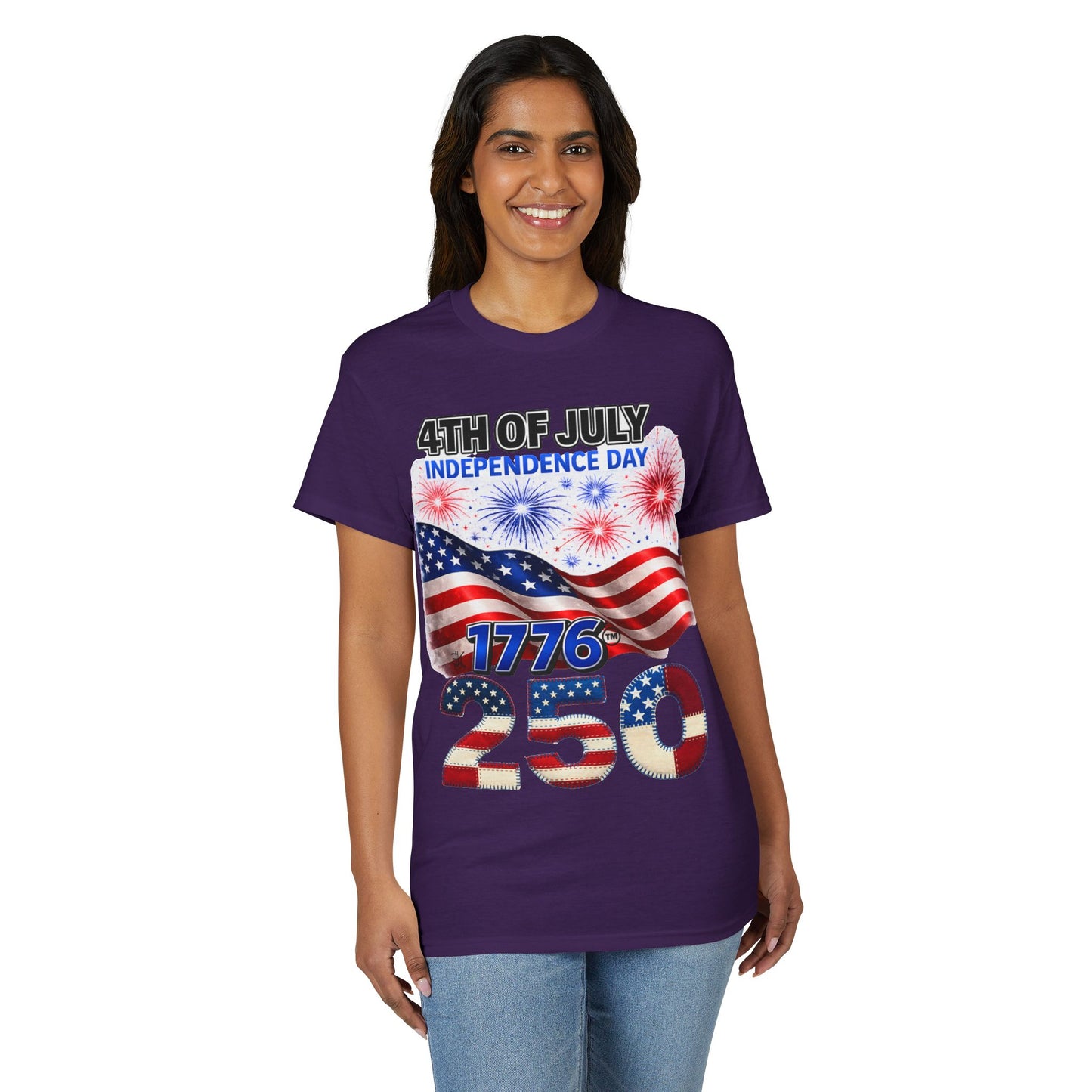 4th of July Independence Day 1776-250 American Flag T-Shirt