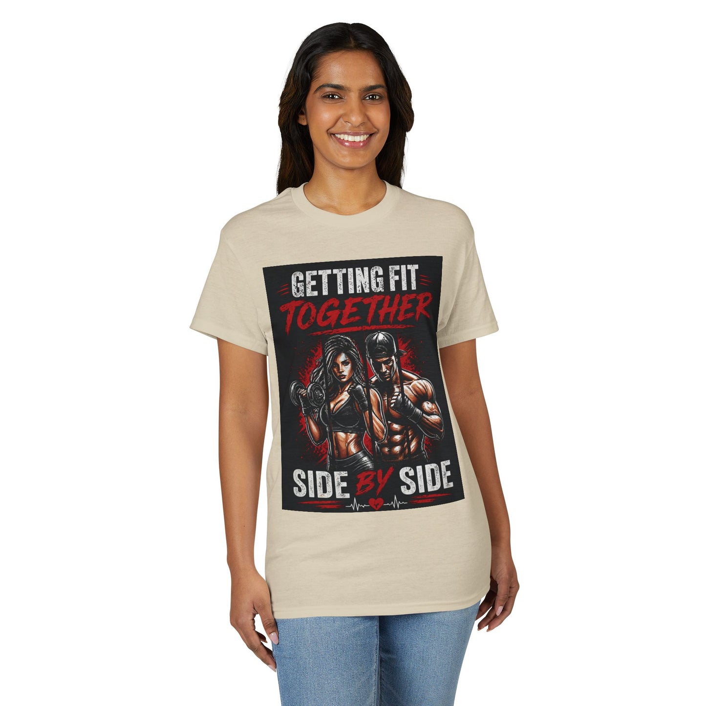 Getting Fit Together T-Shirt — "Side by Side" Couples Fitness Tee