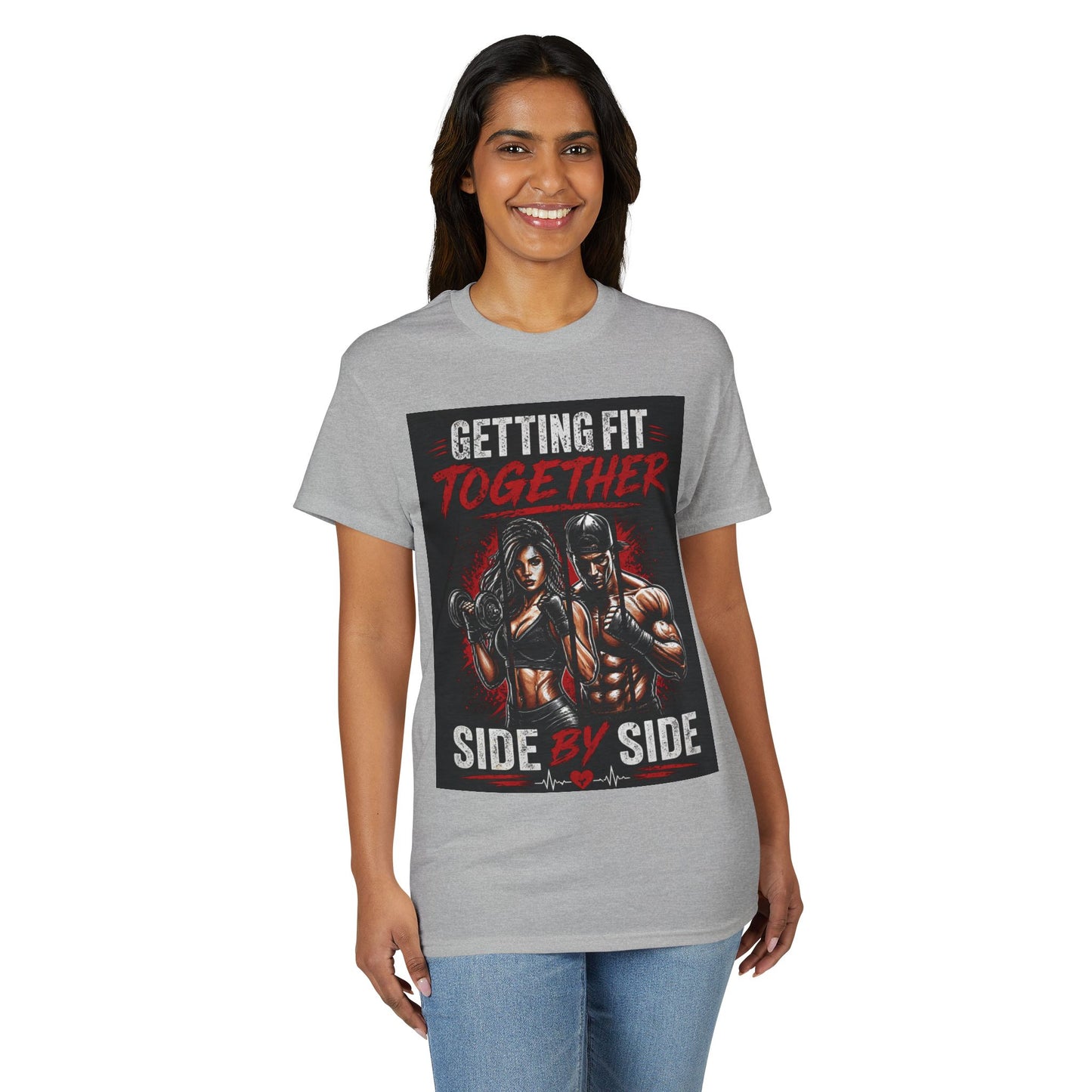 Getting Fit Together T-Shirt — "Side by Side" Couples Fitness Tee