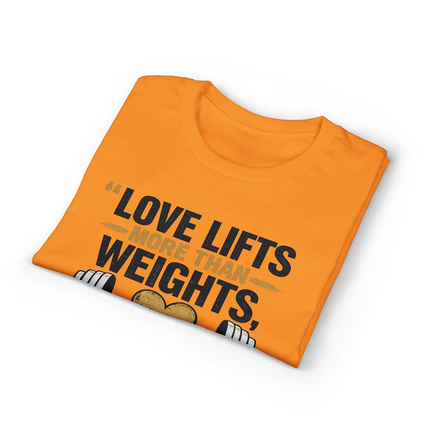 Couples Gym T-Shirt — "Love Lifts More Than Weights" Partner Workout Tee