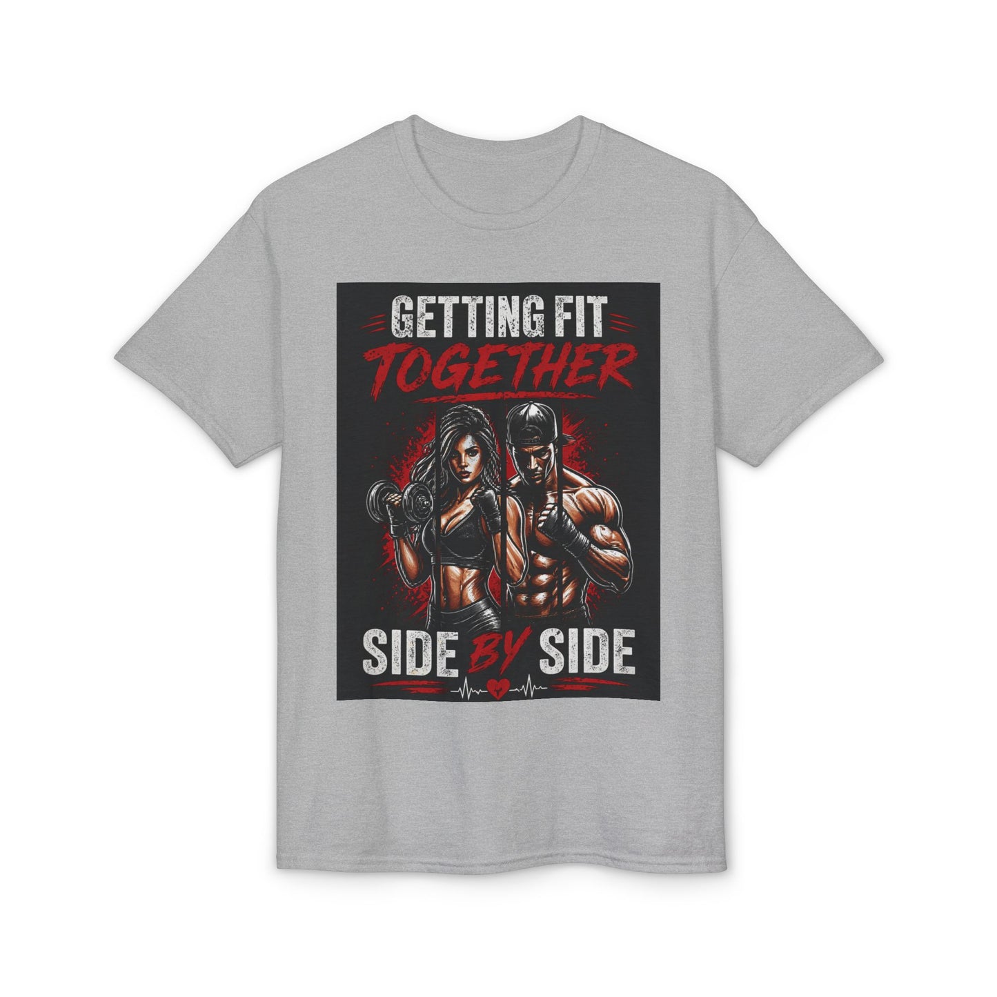 Getting Fit Together T-Shirt — "Side by Side" Couples Fitness Tee