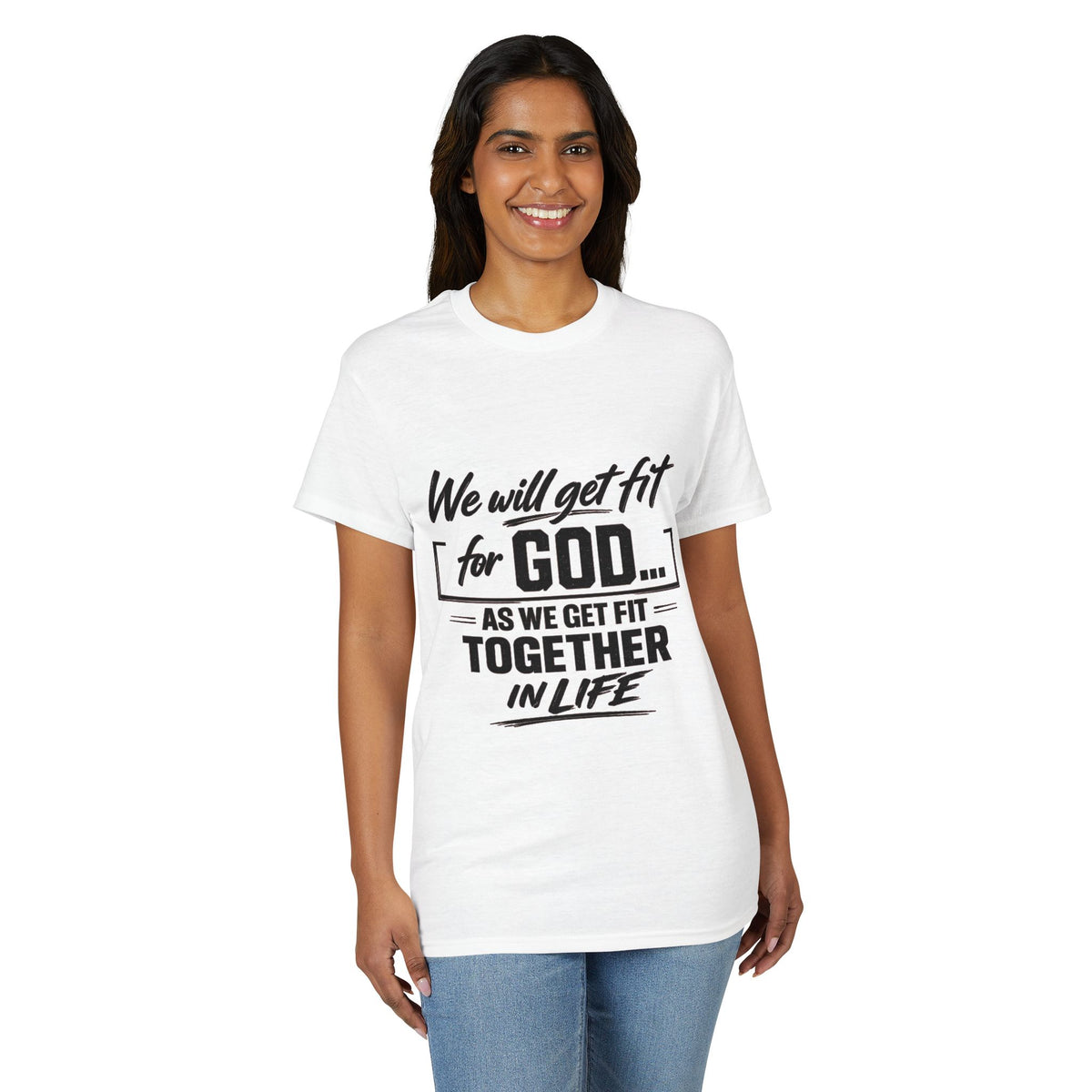 Faith & Fitness T-Shirt — "We Will Get Fit for God" Christian Workout Tee