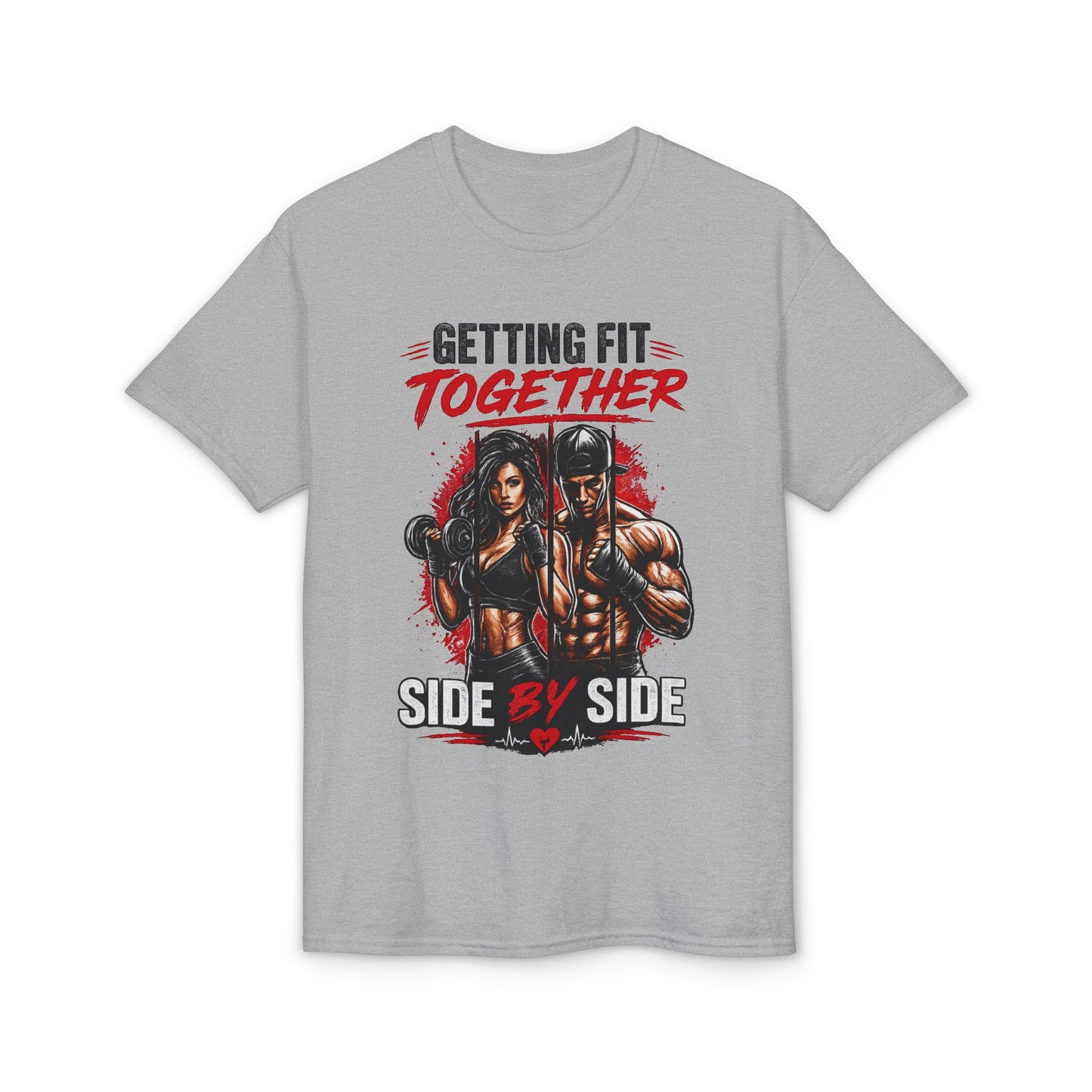 Getting Fit Together Gym T-Shirt — 'Side By Side' Couples Workout Tee