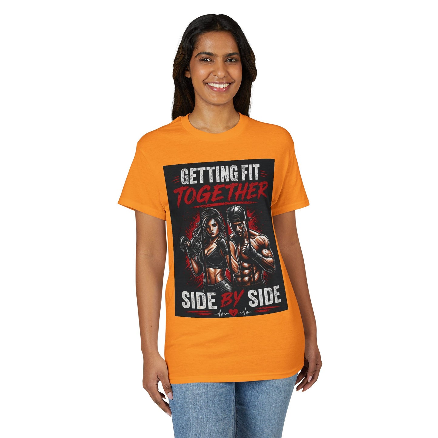 Getting Fit Together T-Shirt — "Side by Side" Couples Fitness Tee