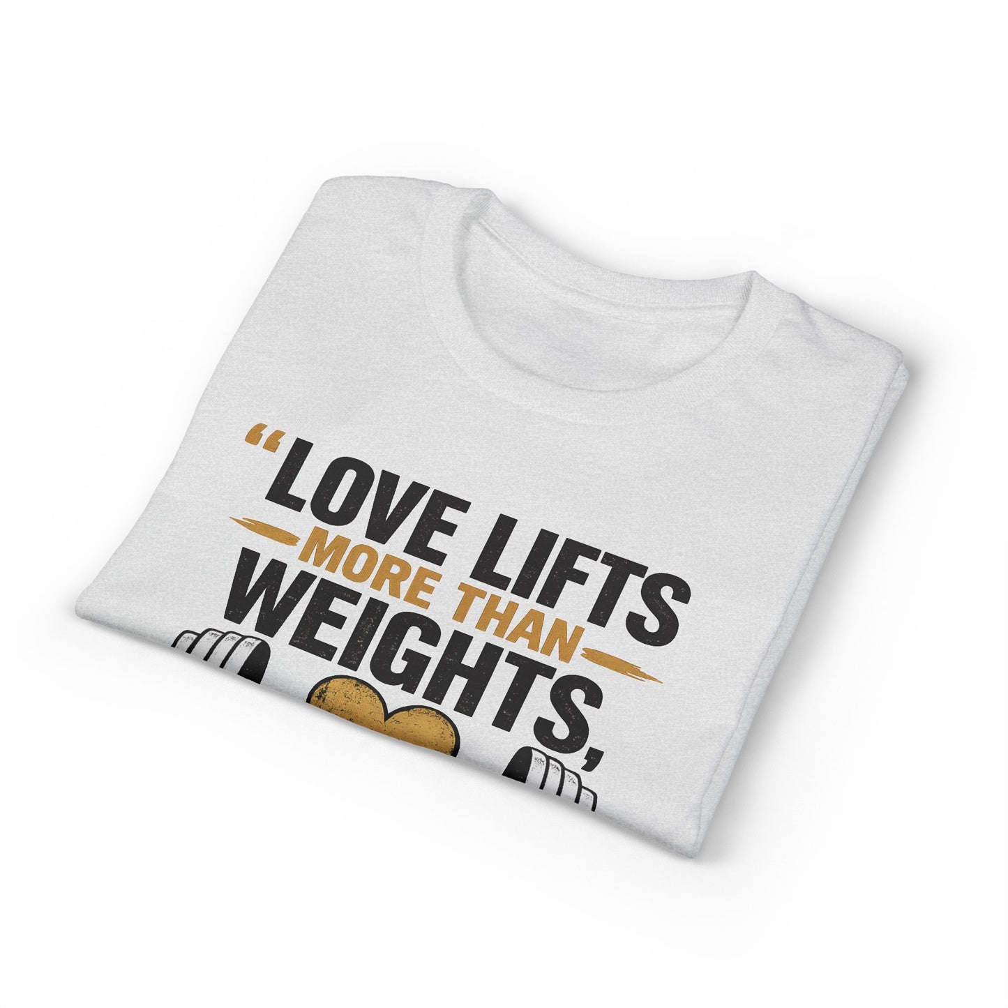 Couples Gym T-Shirt — "Love Lifts More Than Weights" Partner Workout Tee