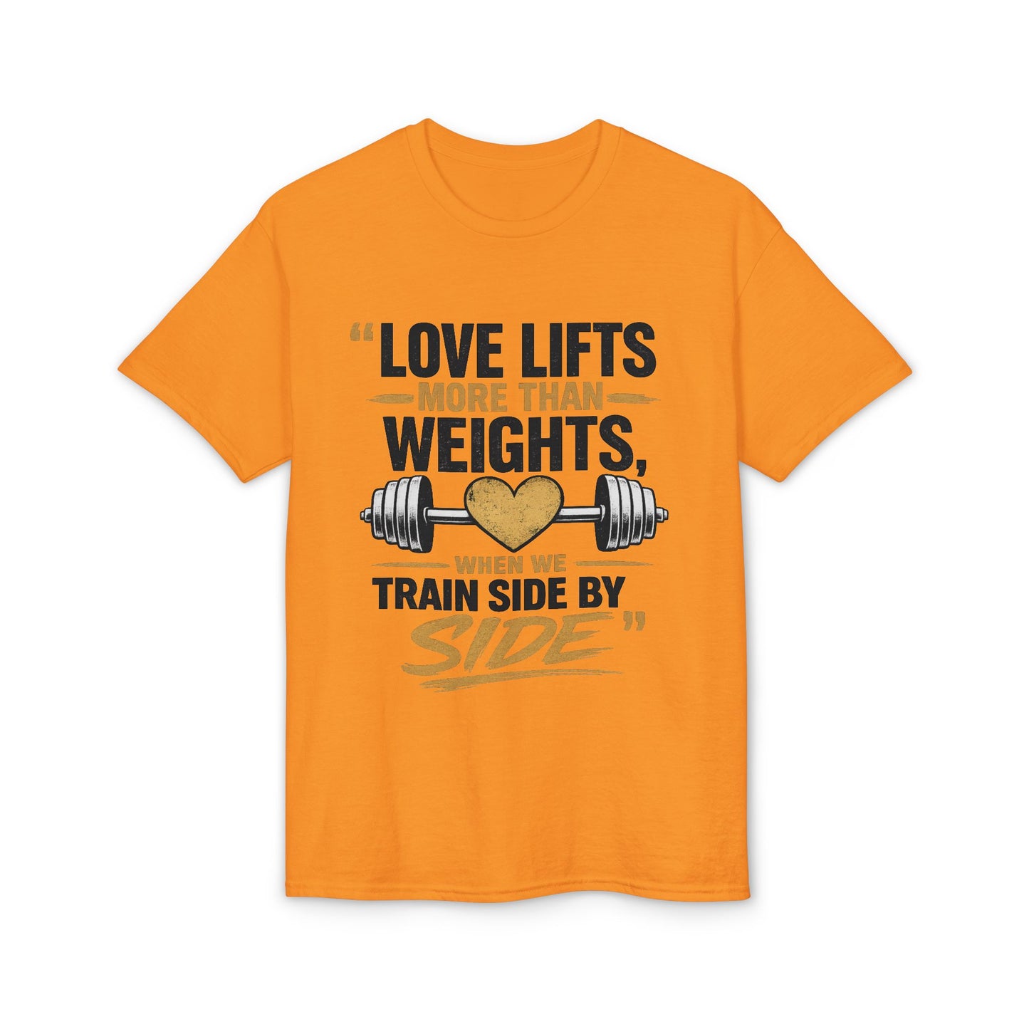 Couples Gym T-Shirt — "Love Lifts More Than Weights" Partner Workout Tee