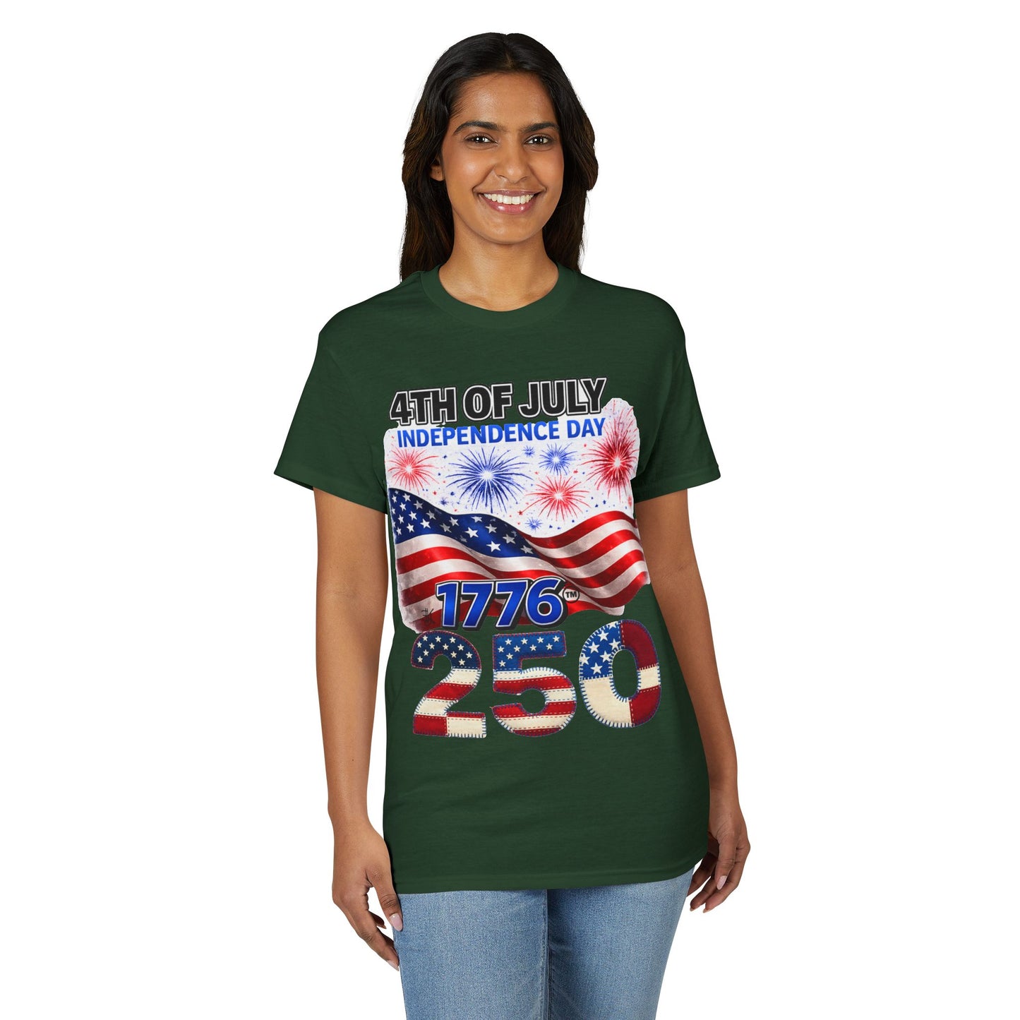 4th of July Independence Day 1776-250 American Flag T-Shirt