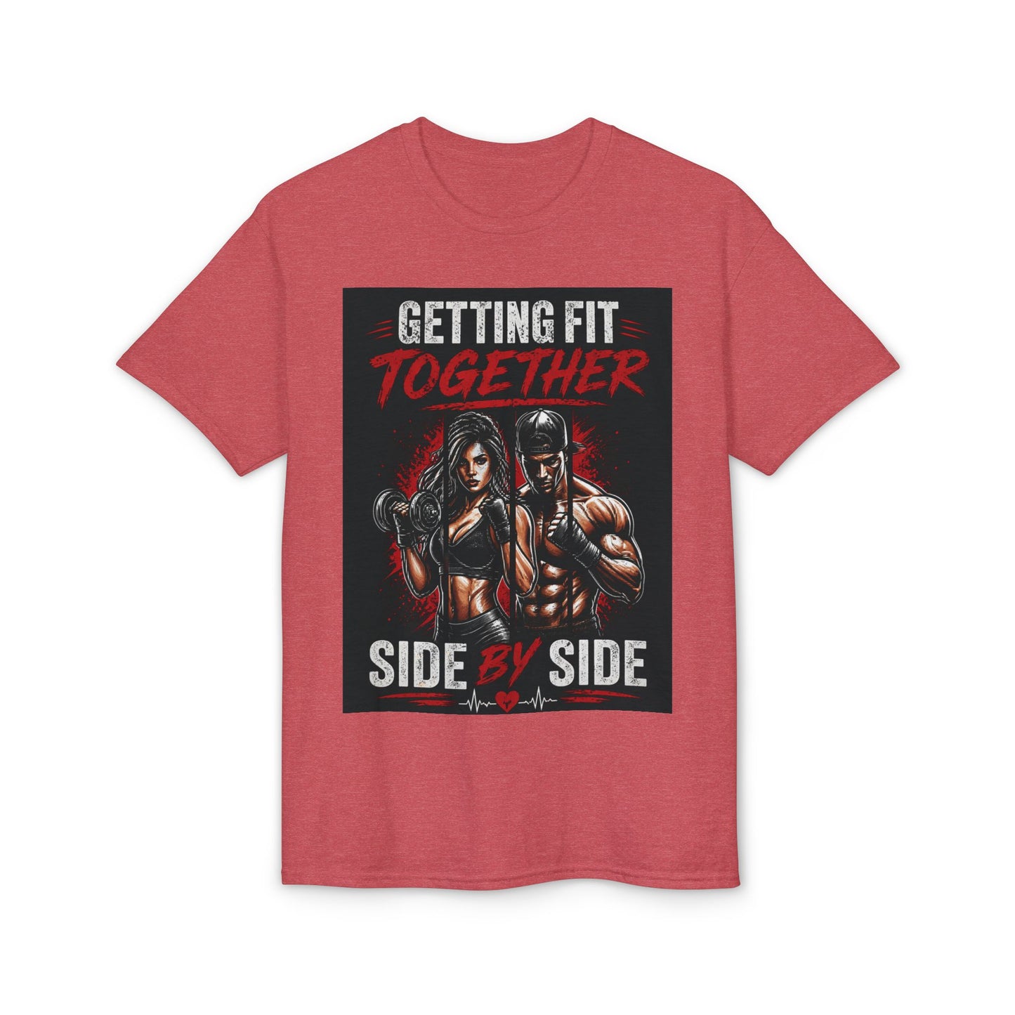 Getting Fit Together T-Shirt — "Side by Side" Couples Fitness Tee